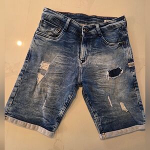 G Star Distressed Denim Shorts